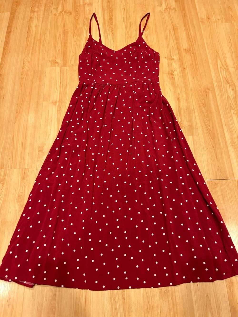 Old Navy Red Polka Dot Spaghetti Strap Midi Dress